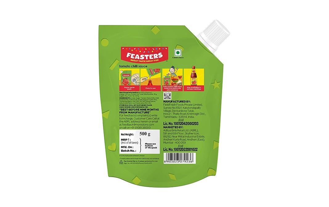 Feasters Tomato Chilli Sauce    Pouch  500 grams